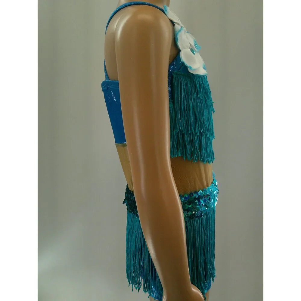 Pre-Owned Dance Costume Small Child Turquoise A Wish Come True 12719 Jazz Tap M